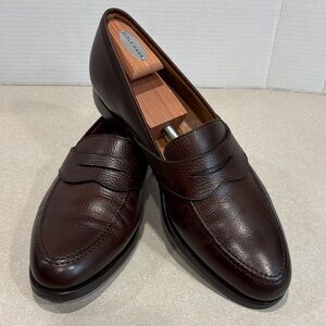 Peal & Co Men's Dark Brown Leather Slip-On Penny Loafers